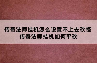 传奇法师挂机怎么设置不上去砍怪 传奇法师挂机如何平砍